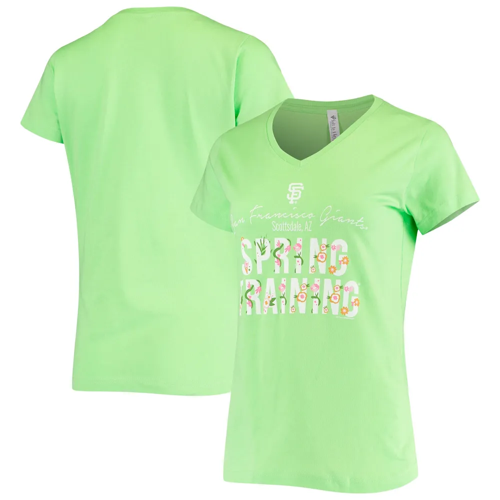 Lids San Francisco Giants Soft as a Grape Women's Script Floral V-Neck T- Shirt - Green