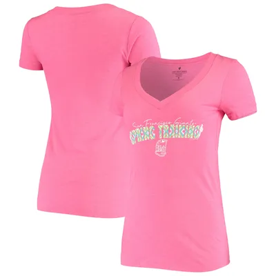 San Francisco Giants Soft as a Grape Women's Spring Training Circle Ribbon V-Neck Tri-Blend T-Shirt - Pink