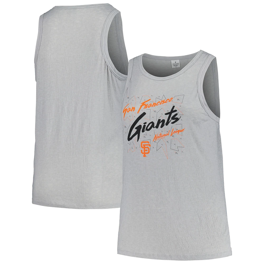 Women's Soft as a Grape Steel San Francisco Giants Plus Curvy High Neck Tri-Blend Tank Top