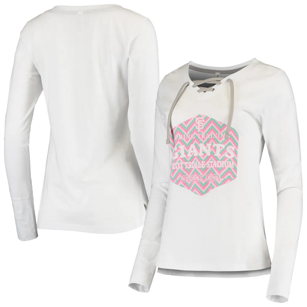 Lids San Francisco Giants Soft as a Grape Women's Spring Training Soco Lace  Up V-Neck Long Sleeve T-Shirt - White