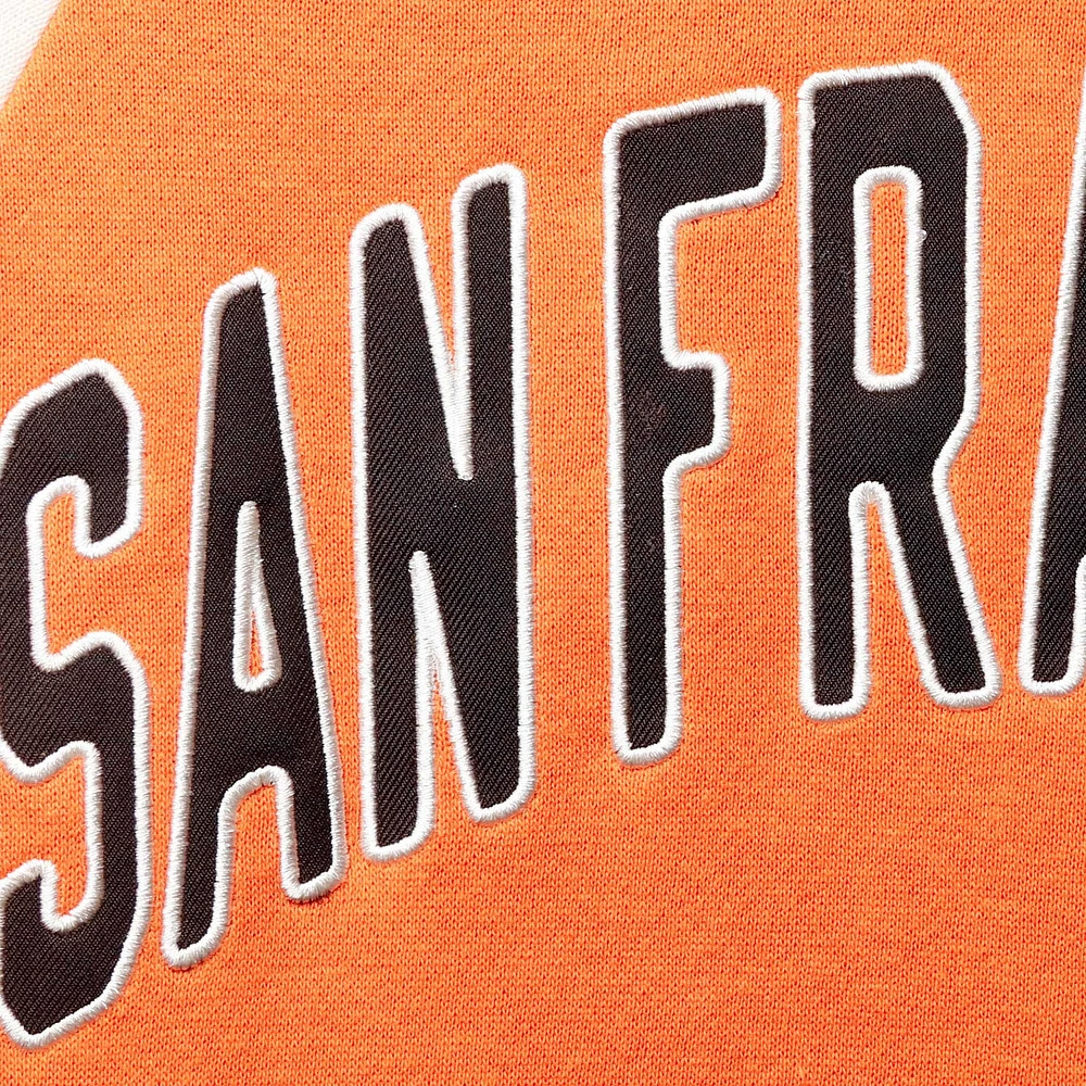 Sweat-shirt Starter noir/orange pour femmes des Giants de San Francisco Baseline Raglan