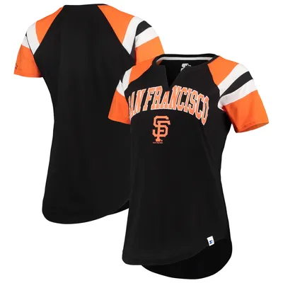 San Francisco Giants Starter Women's Game On Notch Neck Raglan T-Shirt - Black/Orange