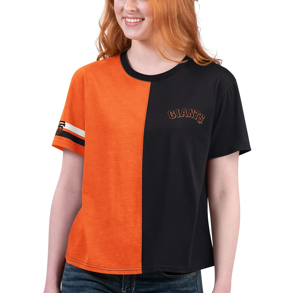 T-shirt Power Move pour femmes, noir/orange, San Francisco Giants