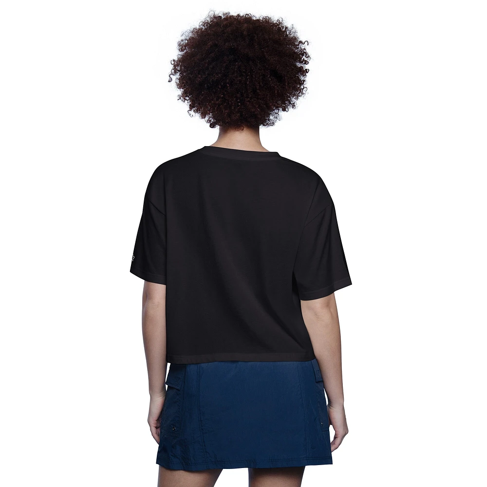 T-shirt court et boxy noir pour femme des Giants de San Francisco Play the Ball