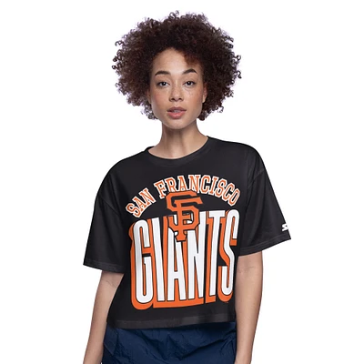 T-shirt court et boxy noir pour femme des Giants de San Francisco Play the Ball