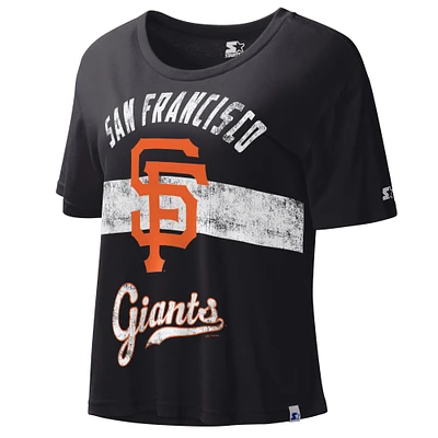 Women's Starter Black San Francisco Giants  Record Setter Crop Top