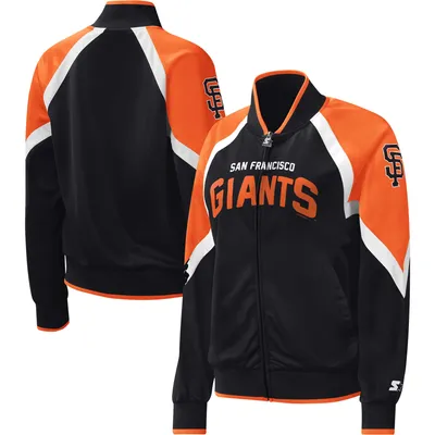 Men's Stitches Black/Orange San Francisco Giants Color Block Raglan  Pullover Hoodie