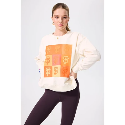 Women's Terez Cream San Francisco Giants Technicolor Oversized Pullover Sweatshirt