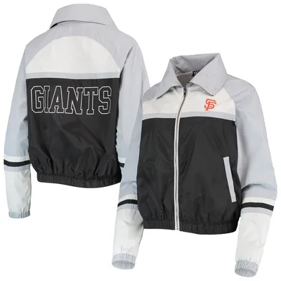 San Francisco Giants The Wild Collective Women's Colorblock Track Raglan Full-Zip Jacket - Black