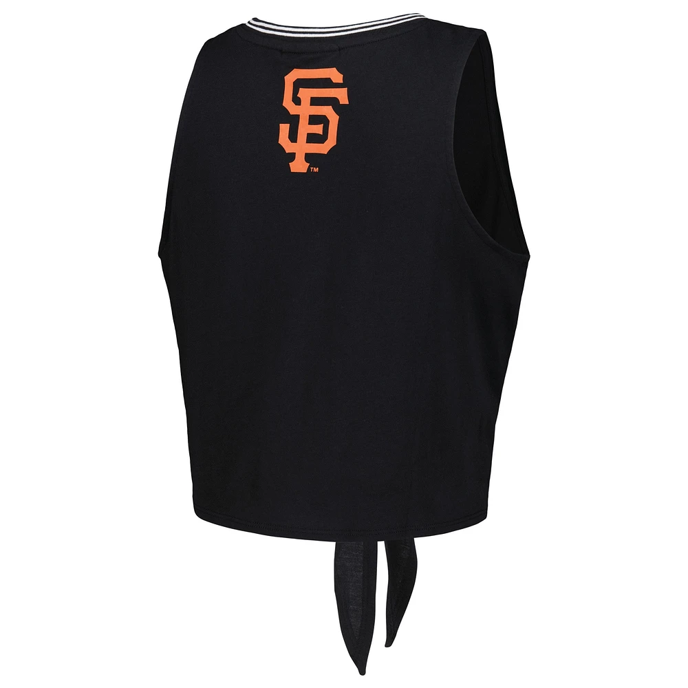 Women's The Wild Collective Black San Francisco Giants Twisted Tie Front Tank Top