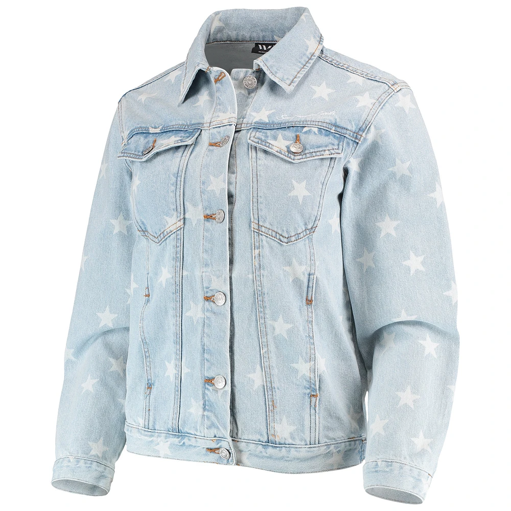 Women's The Wild Collective San Francisco Giants Allover Print Button-Up Denim Jacket