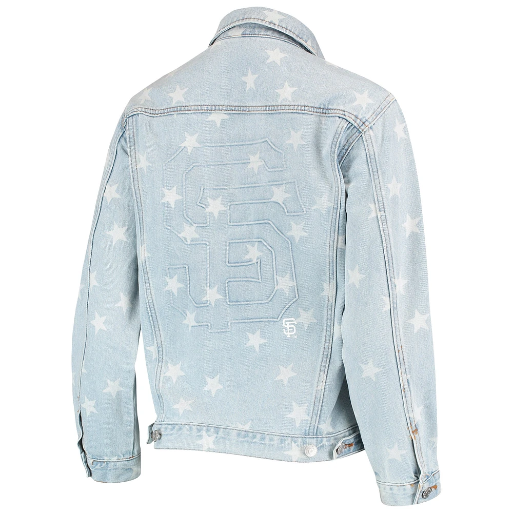 Women's The Wild Collective San Francisco Giants Allover Print Button-Up Denim Jacket