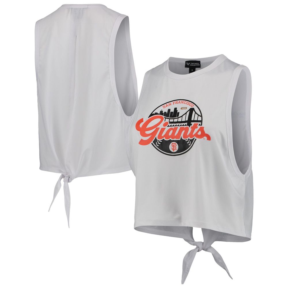 Women's The Wild Collective White San Francisco Giants Open Back Twist-Tie Tank Top