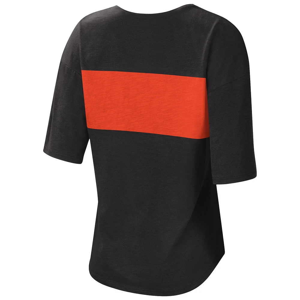 T-shirt à encolure crantée des Giants de San Francisco Touch noir/orange pour femme