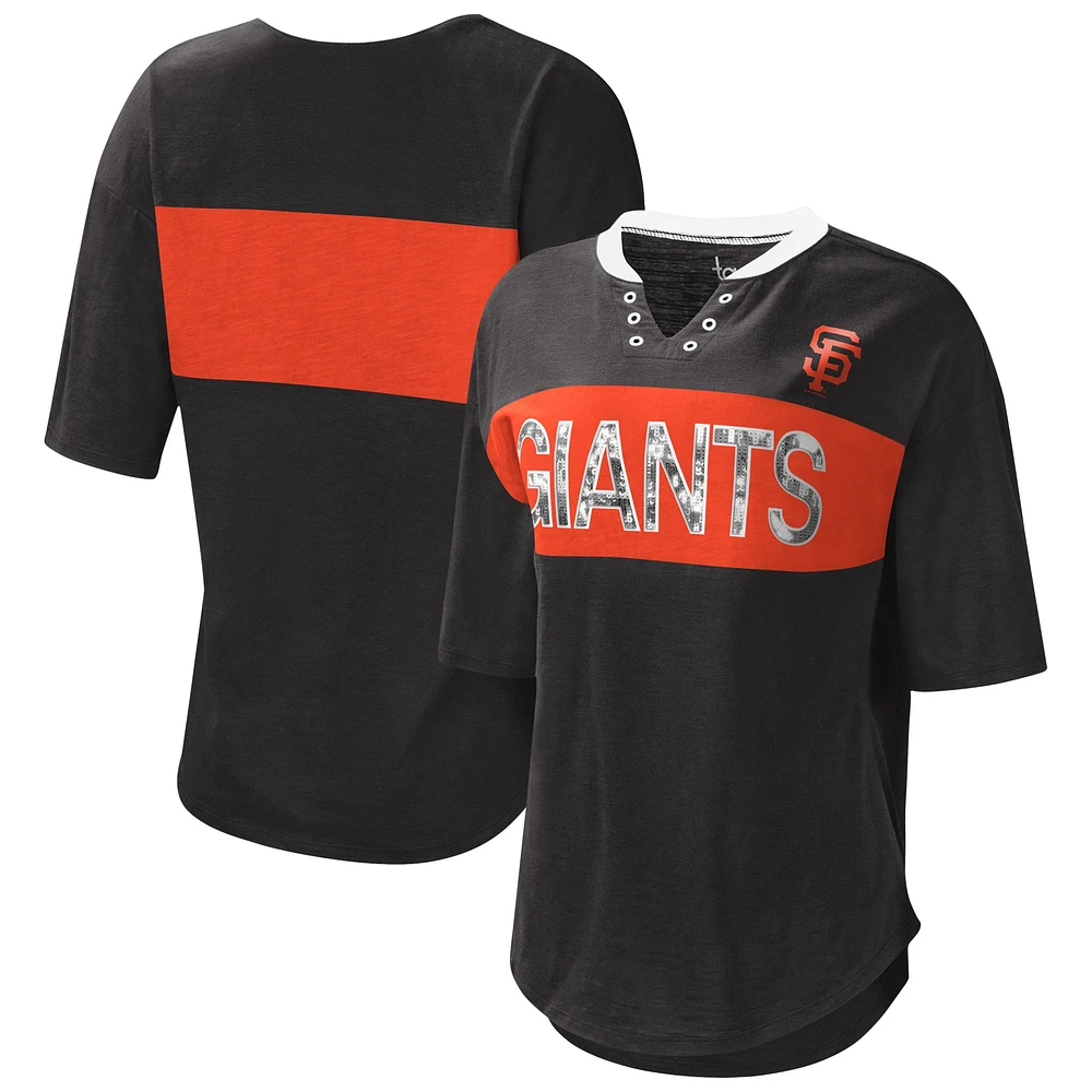 T-shirt à encolure crantée des Giants de San Francisco Touch noir/orange pour femme