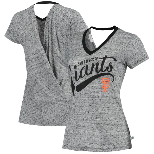 Fanatics Women's Black, Orange San Francisco Giants Iconic League Diva Raglan V-Neck T-Shirt