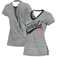 Women's Touch Black San Francisco Giants Hail Mary V-Neck Back Wrap T-Shirt