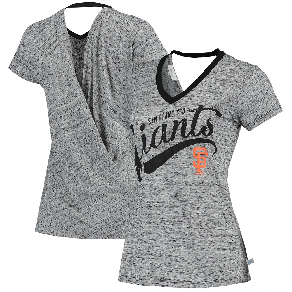 T-shirt portefeuille à col en V pour femmes Touch Black San Francisco Giants Hail Mary