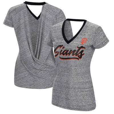 San Francisco Giants Touch Women's Halftime Back Wrap Top V-Neck T-Shirt - Black