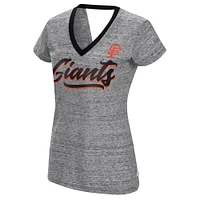 Women's Touch Black San Francisco Giants Halftime Back Wrap Top V-Neck T-Shirt