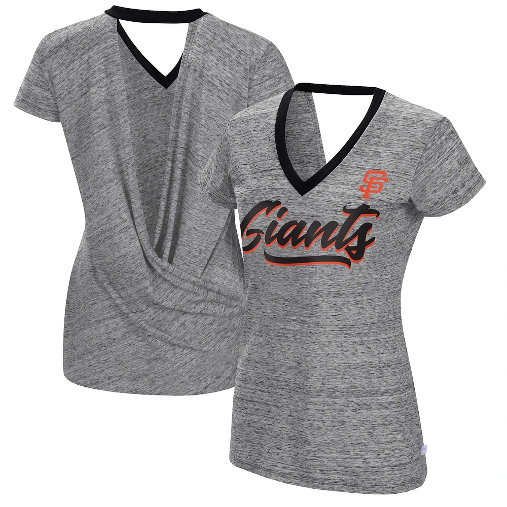 Women's Touch Black San Francisco Giants Halftime Back Wrap Top V-Neck T-Shirt