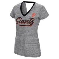 Women's Touch Black San Francisco Giants Halftime Back Wrap Top V-Neck - T-Shirt