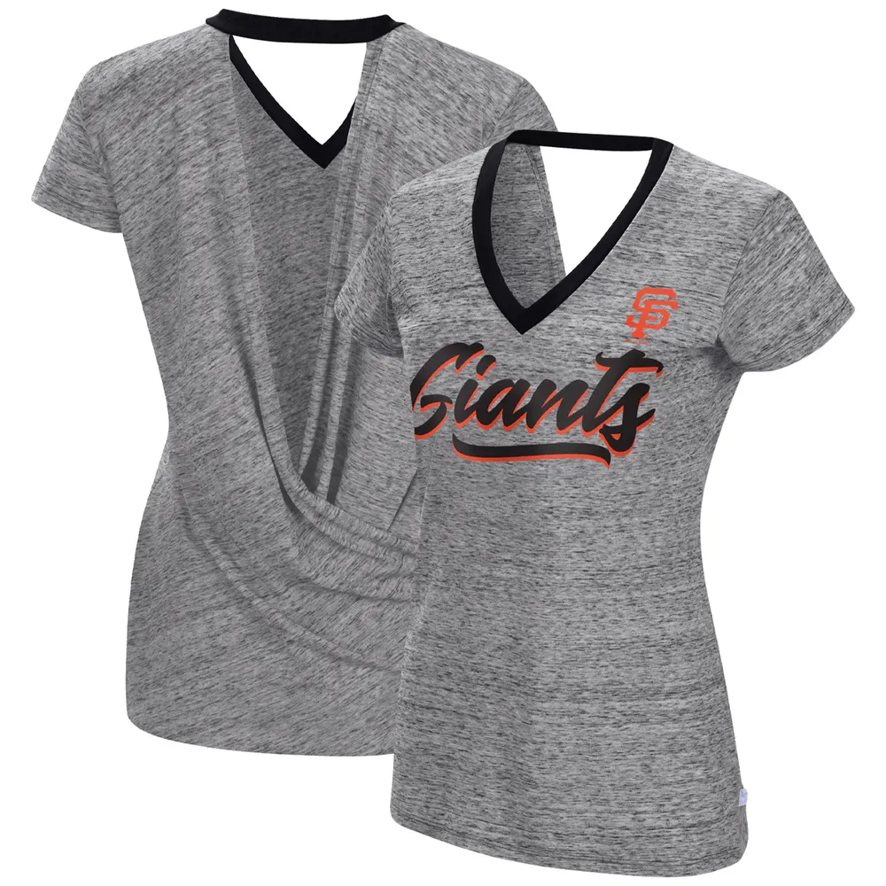 Women's Touch Black San Francisco Giants Halftime Back Wrap Top V-Neck - T-Shirt