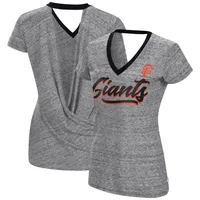 Women's Touch Black San Francisco Giants Halftime Back Wrap Top V-Neck - T-Shirt