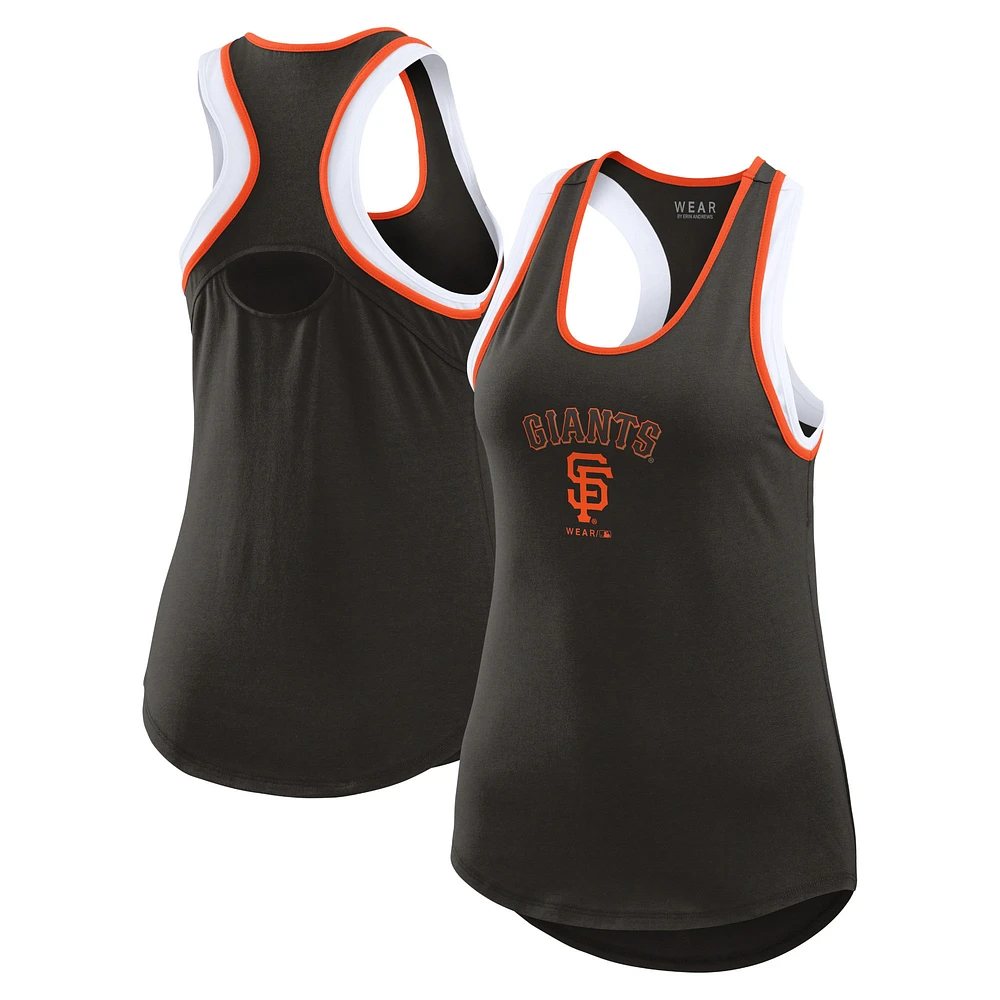 Women's WEAR by Erin Andrews Black San Francisco Giants Colorblock Racerback Tank Top