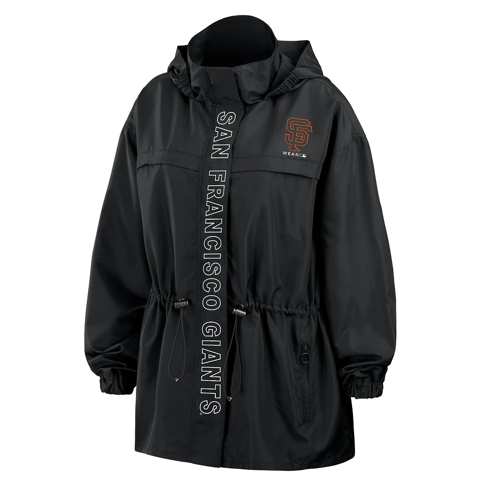 Women's WEAR by Erin Andrews Black San Francisco Giants Full-Zip Windbreaker Hoodie Jacket