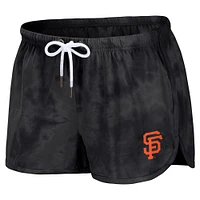 Women's WEAR by Erin Andrews Black San Francisco Giants Tie-Dye Cropped Pullover Sweatshirt & Shorts Lounge Set