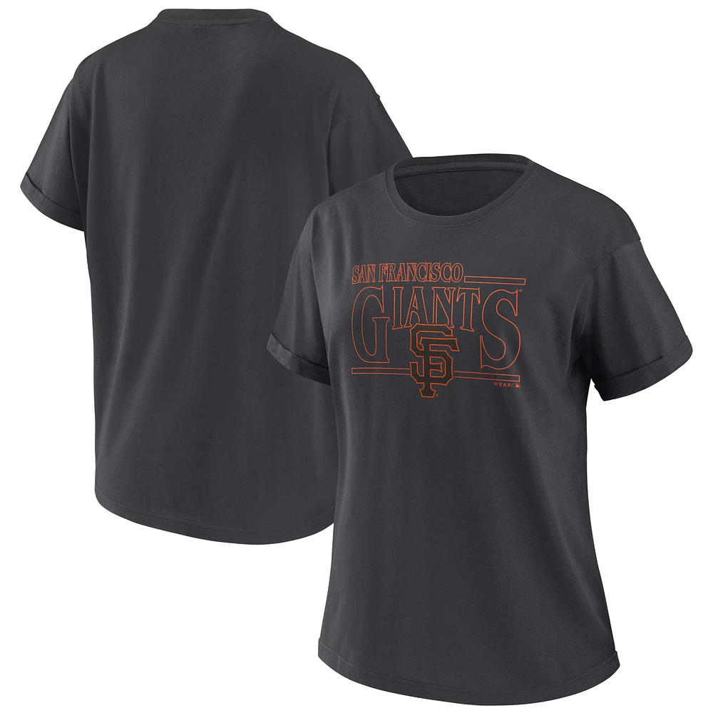 Women's WEAR by Erin Andrews Charcoal San Francisco Giants Oversized Boyfriend T-Shirt