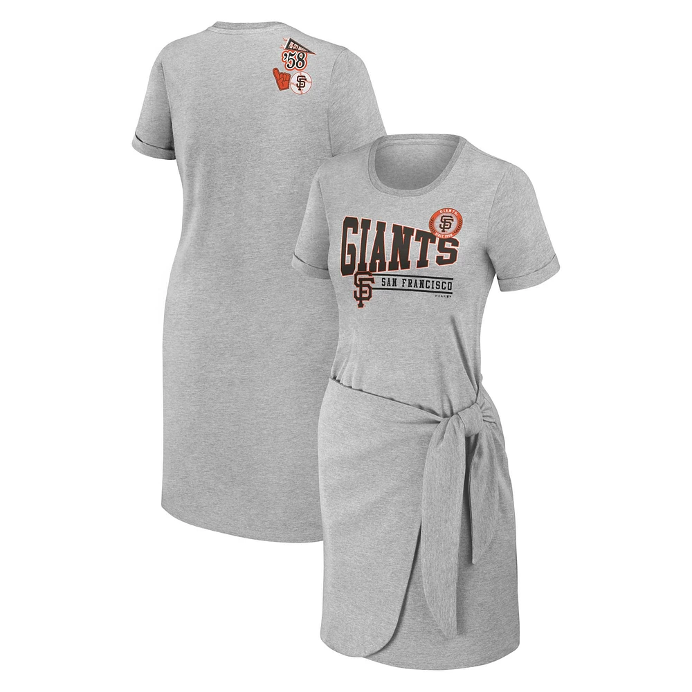 Robe t-shirt nouée WEAR by Erin Andrews gris chiné San Francisco Giants pour femme