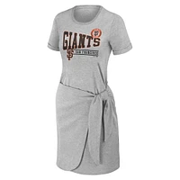 Robe t-shirt nouée WEAR by Erin Andrews gris chiné San Francisco Giants pour femme