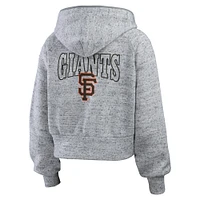 Sweat à capuche court en polaire mouchetée gris chiné WEAR by Erin Andrews pour femme des San Francisco Giants