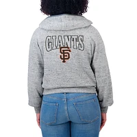 Sweat à capuche court en polaire mouchetée gris chiné WEAR by Erin Andrews pour femme des San Francisco Giants