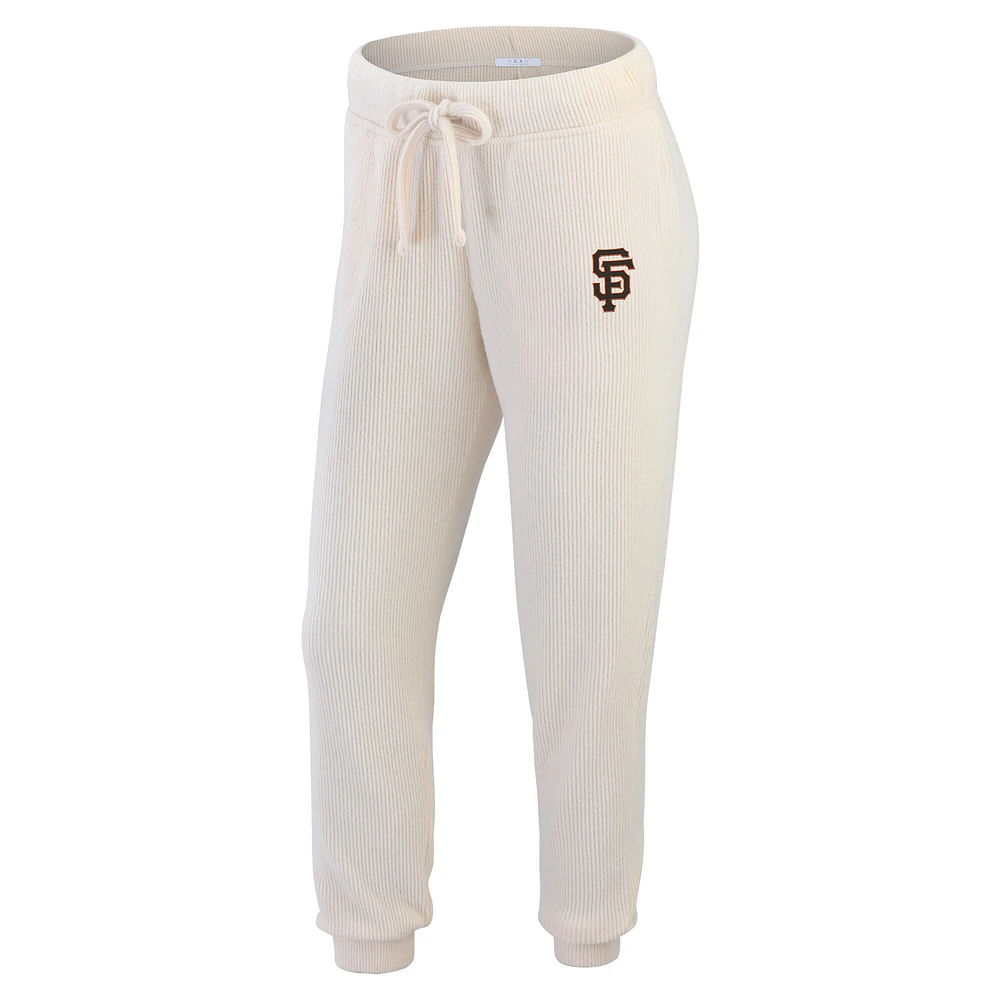 Ensemble de détente pour femme WEAR by Erin Andrews composé d'un t-shirt à manches longues et pantalon en tricot côtelé Oatmeal San Francisco Giants