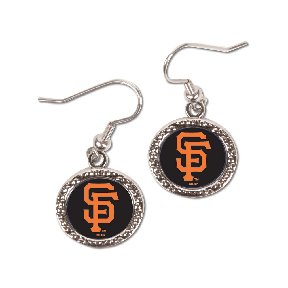 Boucles d'oreilles pendantes rondes WinCraft Giants de San Francisco noires pour femme