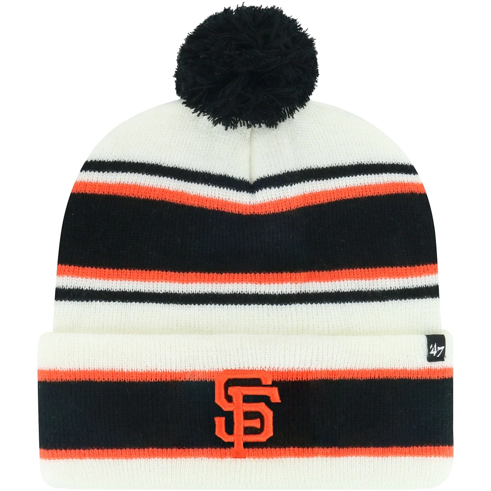 Youth '47 White/Black San Francisco Giants Stripling Cuffed Knit Hat with Pom