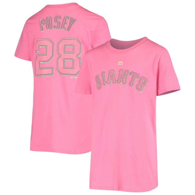 Majestic Buster Posey - T-shirt rose pour jeune avec nom et numéro des Giants de San Francisco