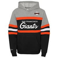 Chandail à capuchon pour entraîneur-chef des Giants de San Francisco Cooperstown Collection jeune Mitchell & Ness gris chiné/noir