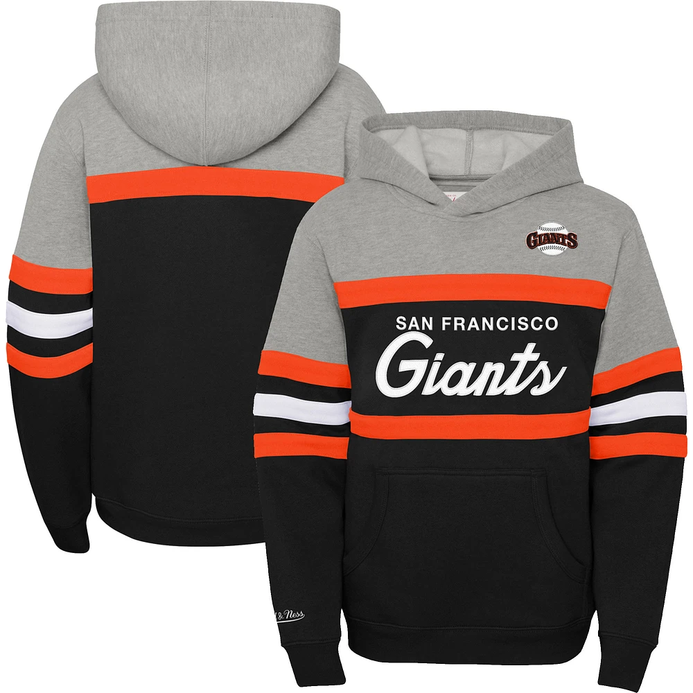 Chandail à capuchon pour entraîneur-chef des Giants de San Francisco Cooperstown Collection jeune Mitchell & Ness gris chiné/noir