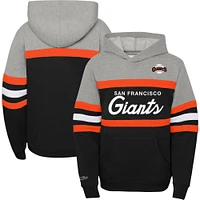 Chandail à capuchon pour entraîneur-chef des Giants de San Francisco Cooperstown Collection jeune Mitchell & Ness gris chiné/noir