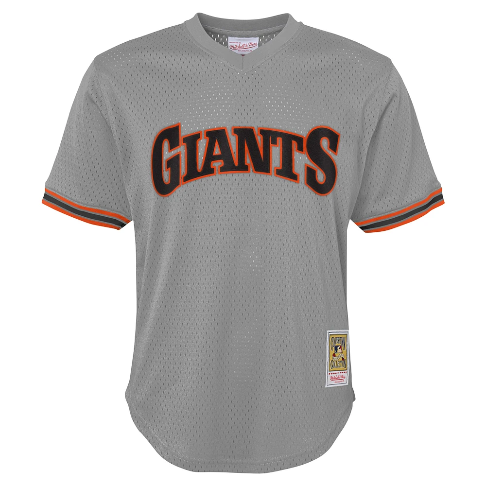 Maillot d'entraînement au bâton en maille pour jeunes Mitchell & Ness Will Clark Grey San Francisco Giants Cooperstown Collection