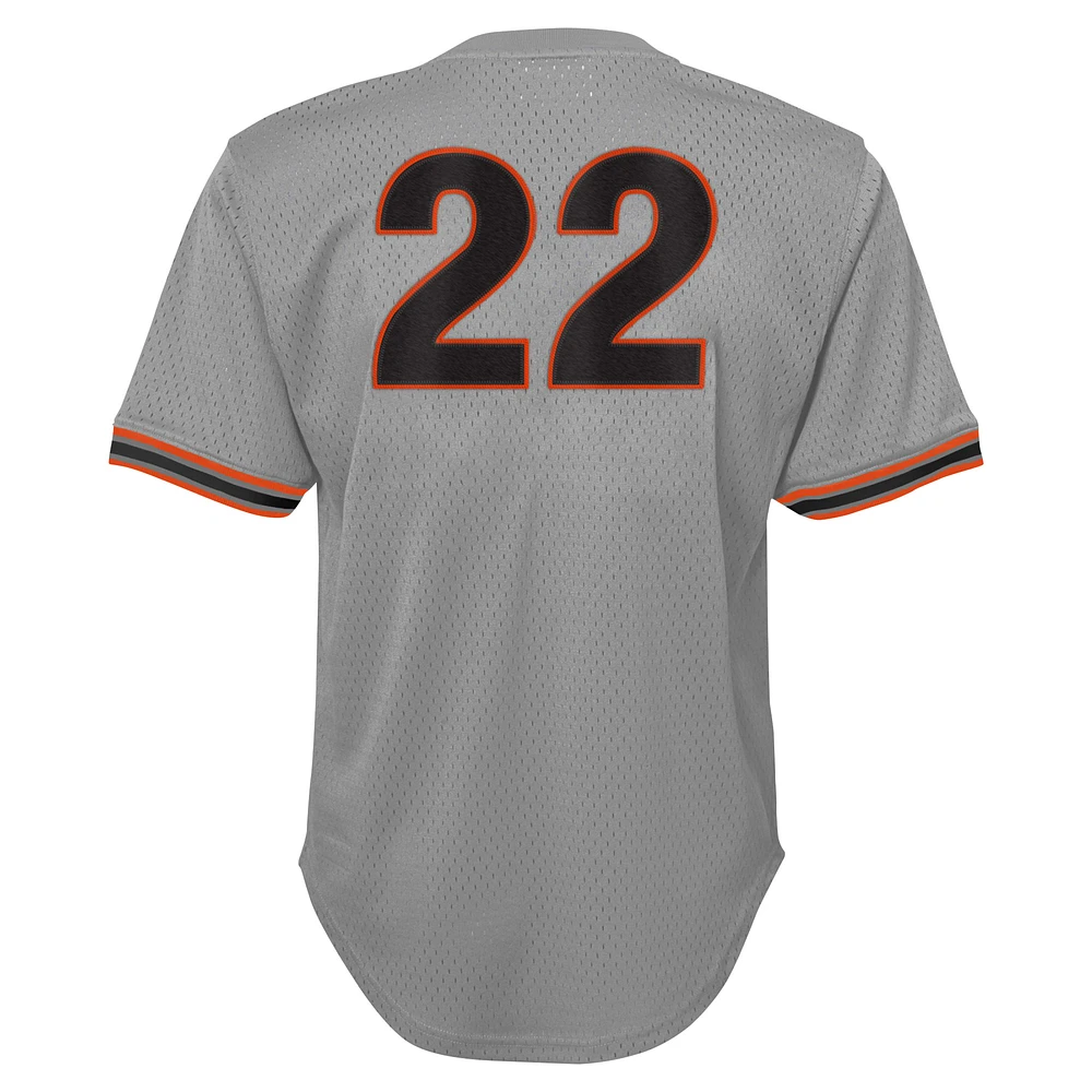 Maillot d'entraînement au bâton en maille pour jeunes Mitchell & Ness Will Clark Grey San Francisco Giants Cooperstown Collection