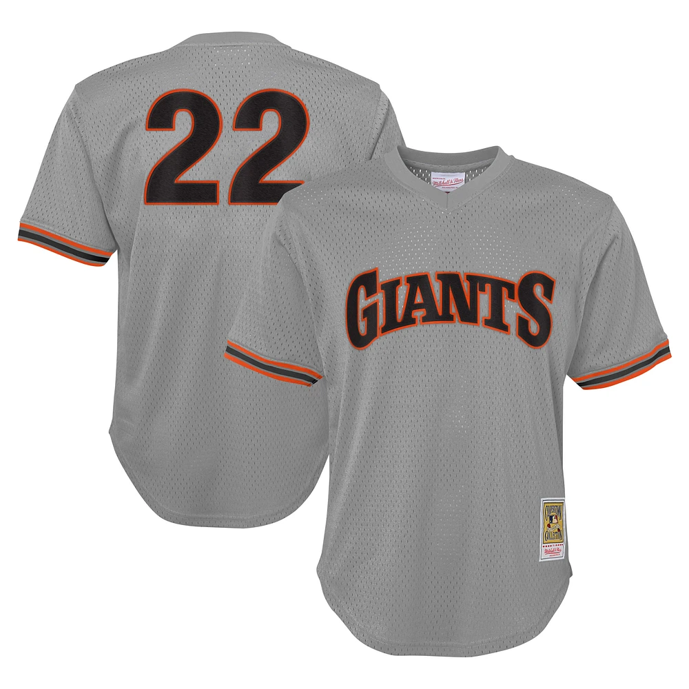 Maillot d'entraînement au bâton en maille pour jeunes Mitchell & Ness Will Clark Grey San Francisco Giants Cooperstown Collection