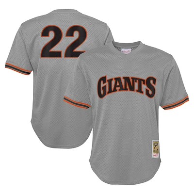 Maillot d'entraînement au bâton en maille pour jeunes Mitchell & Ness Will Clark Grey San Francisco Giants Cooperstown Collection
