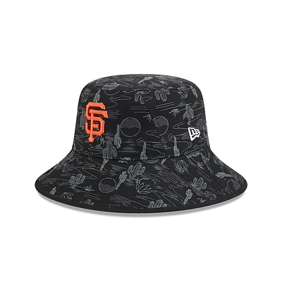 Youth New Era  Black San Francisco Giants 2025 Spring Training All Over Print Bucket Hat
