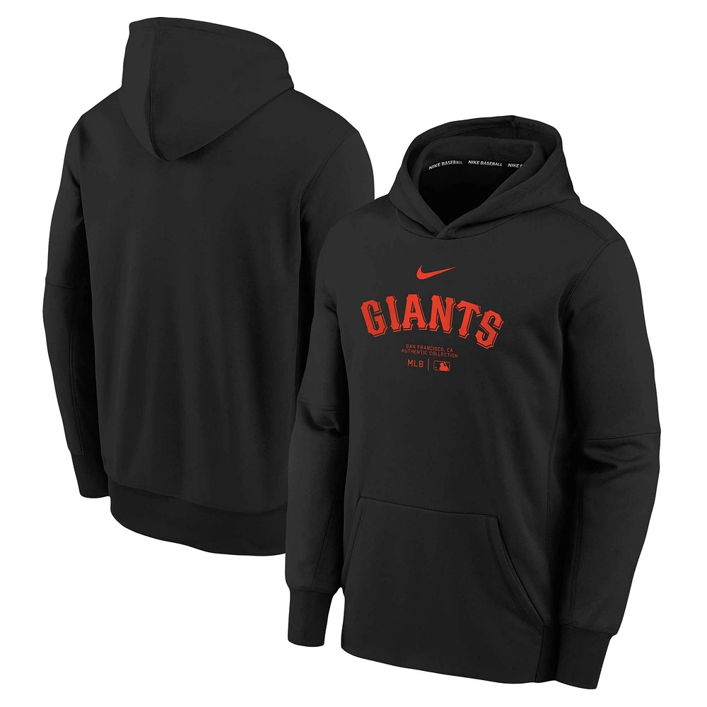 Sweat à capuche Nike pour jeune, noir, San Francisco Giants Authentic Collection Performance