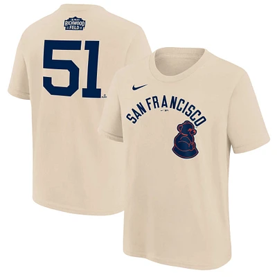 T-shirt Nike Jung Hoo Lee Natural San Francisco Giants 2024 Rickwood Classic avec nom et numéro pour jeune